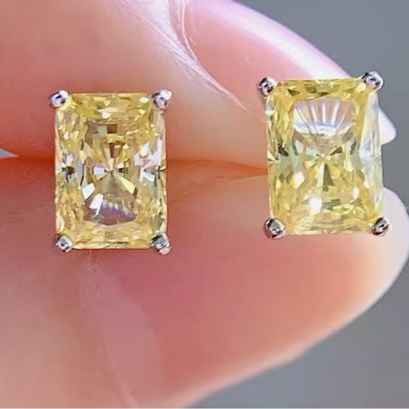 1ct Radiant Canary Studs - Picture 3 of 13